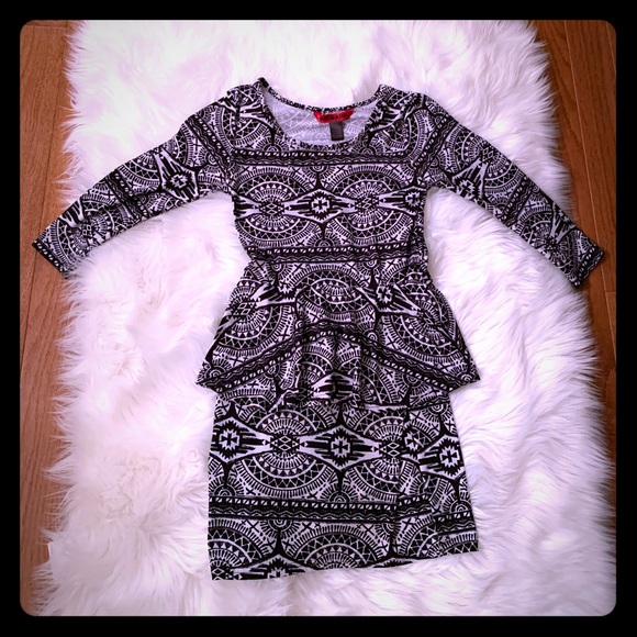 3/$30 Hot Kiss Tribal Peplum Waist Midi Dress - Picture 2 of 8